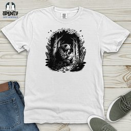 Bear Reading Book In Forest Heavy Cotton Comfort Colors Tee Gift For Animal Lover
