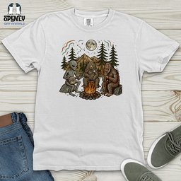 Bigfoot Alien Camping Heavy Cotton Comfort Colors Tee Gift For Animal Lover