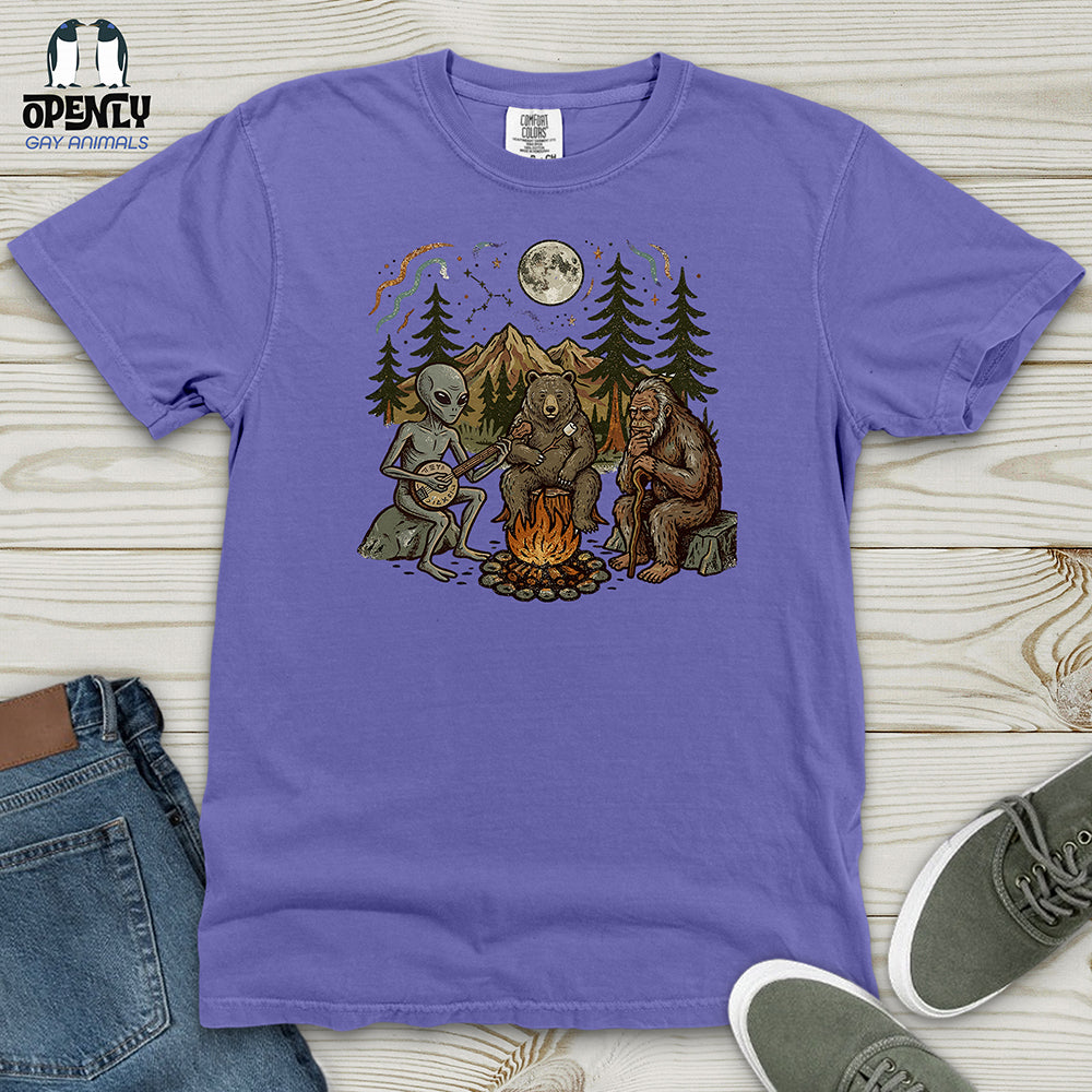 Bigfoot Alien Camping Heavy Cotton Comfort Colors Tee Gift For Animal Lover