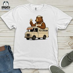 Bear Ice Cream Truck Heavy Cotton Comfort Colors Tee Gift For Animal Lover