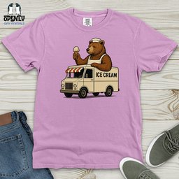 Bear Ice Cream Truck Heavy Cotton Comfort Colors Tee Gift For Animal Lover