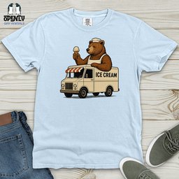 Bear Ice Cream Truck Heavy Cotton Comfort Colors Tee Gift For Animal Lover