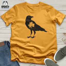 Black Raven Shamrock Heart Unisex T Shirt Gift For Animal Lover