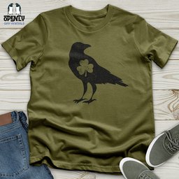 Black Raven Shamrock Heart Unisex T Shirt Gift For Animal Lover