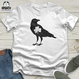 Black Raven Shamrock Heart Unisex T Shirt Gift For Animal Lover