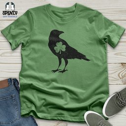 Black Raven Shamrock Heart Unisex T Shirt Gift For Animal Lover