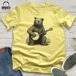 Bear Playing Banjo Unisex T Shirt Gift For Animal Lover