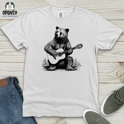 Bear Guitarist Heavy Cotton Comfort Colors Tee Gift For Animal Lover