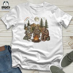 Bigfoot Alien Camping Unisex T Shirt Gift For Animal Lover