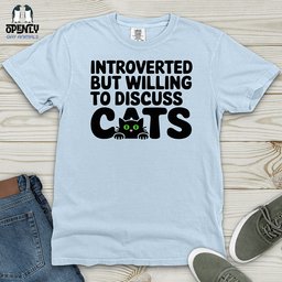 Introverted But Willing To Discuss Cat Heavy Cotton Comfort Colors Tee Gift For Cat Lover