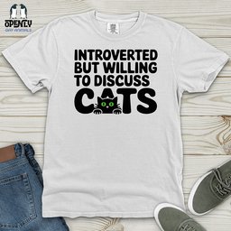 Introverted But Willing To Discuss Cat Heavy Cotton Comfort Colors Tee Gift For Cat Lover