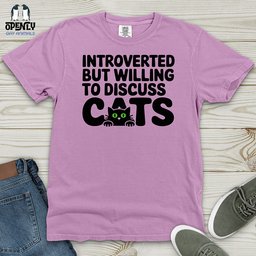Introverted But Willing To Discuss Cat Heavy Cotton Comfort Colors Tee Gift For Cat Lover