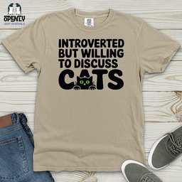 Introverted But Willing To Discuss Cat Heavy Cotton Comfort Colors Tee Gift For Cat Lover