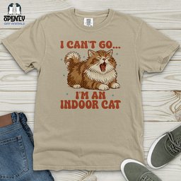 I Cant Go Im An Indoor Cat Heavy Cotton Comfort Colors Tee Gift For Cat Lover