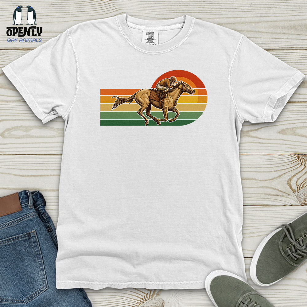Horse Racing Retro Sunset Heavy Cotton Comfort Colors Tee Gift For Horse Lover