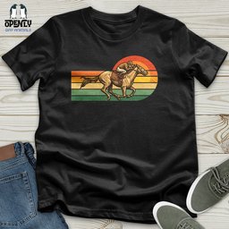 Horse Racing Retro Sunset Unisex T Shirt Gift For Horse Lover
