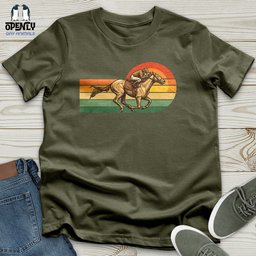 Horse Racing Retro Sunset Unisex T Shirt Gift For Horse Lover