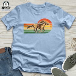 Horse Racing Retro Sunset Unisex T Shirt Gift For Horse Lover