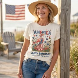 America 250th Birthday Patriotic Wildflower Flamingo T Shirt Gift For Flamingo Lover