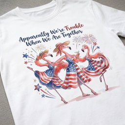 Apparently Were Trouble Flamingo Besties Patriotic July 4th Shirt T Shirt Gift For Flamingo Lover