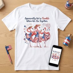 Apparently Were Trouble Flamingo Besties Patriotic July 4th Shirt T Shirt Gift For Flamingo Lover