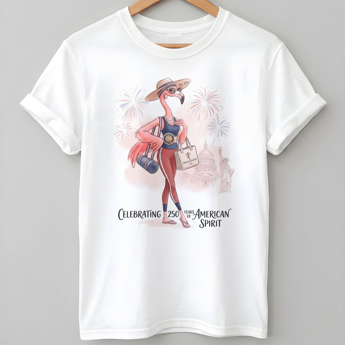 America 250 Years Of American Spirit Yoga Pilates Flamingo Shirt T Shirt Gift For Flamingo Lover
