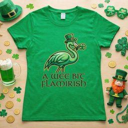 A Wee Bit Flamirish Green Flamingo St Patricks Day Funny Irish T Shirt Gift For Flamingo Lover