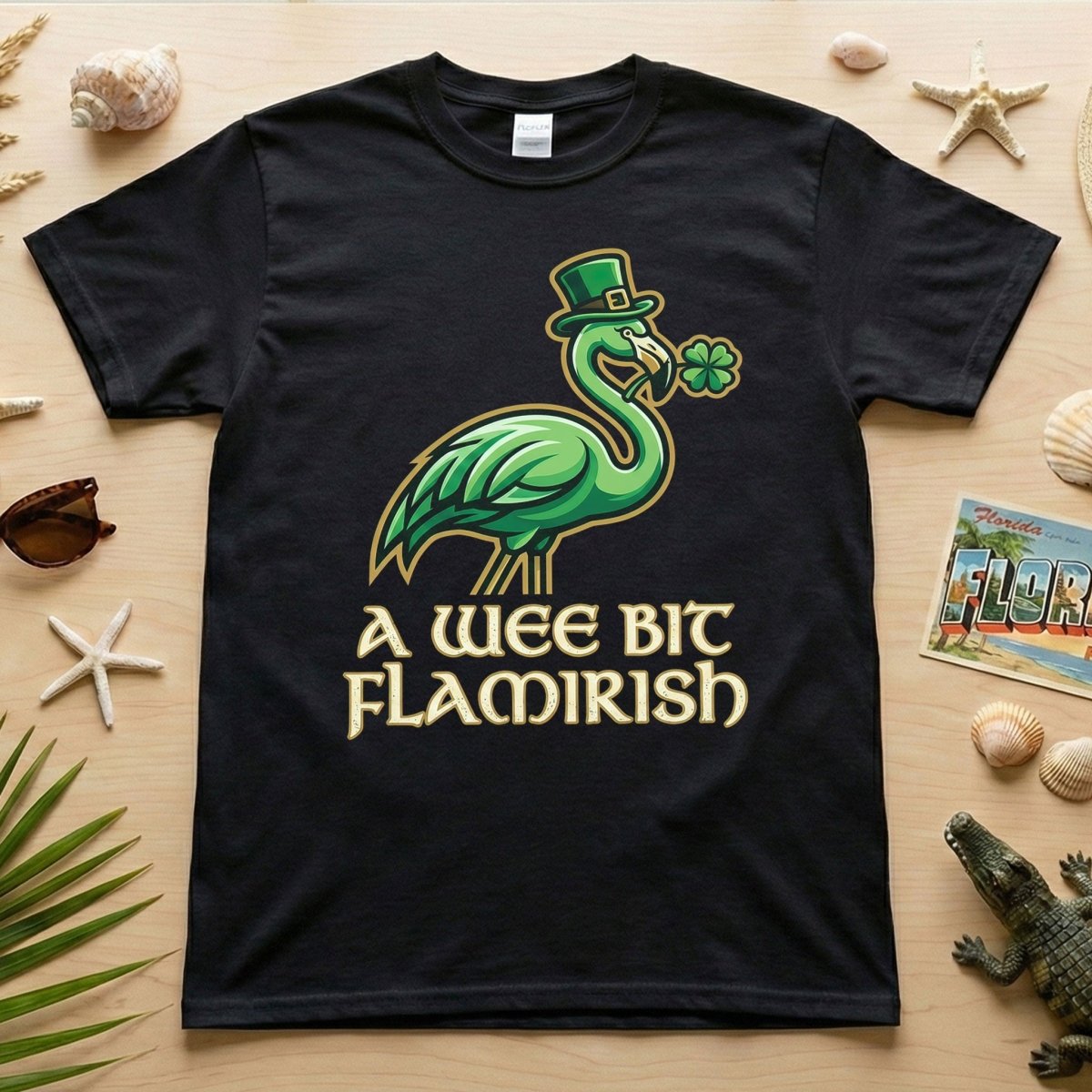 A Wee Bit Flamirish Green Flamingo St Patricks Day Funny Irish T Shirt Gift For Flamingo Lover