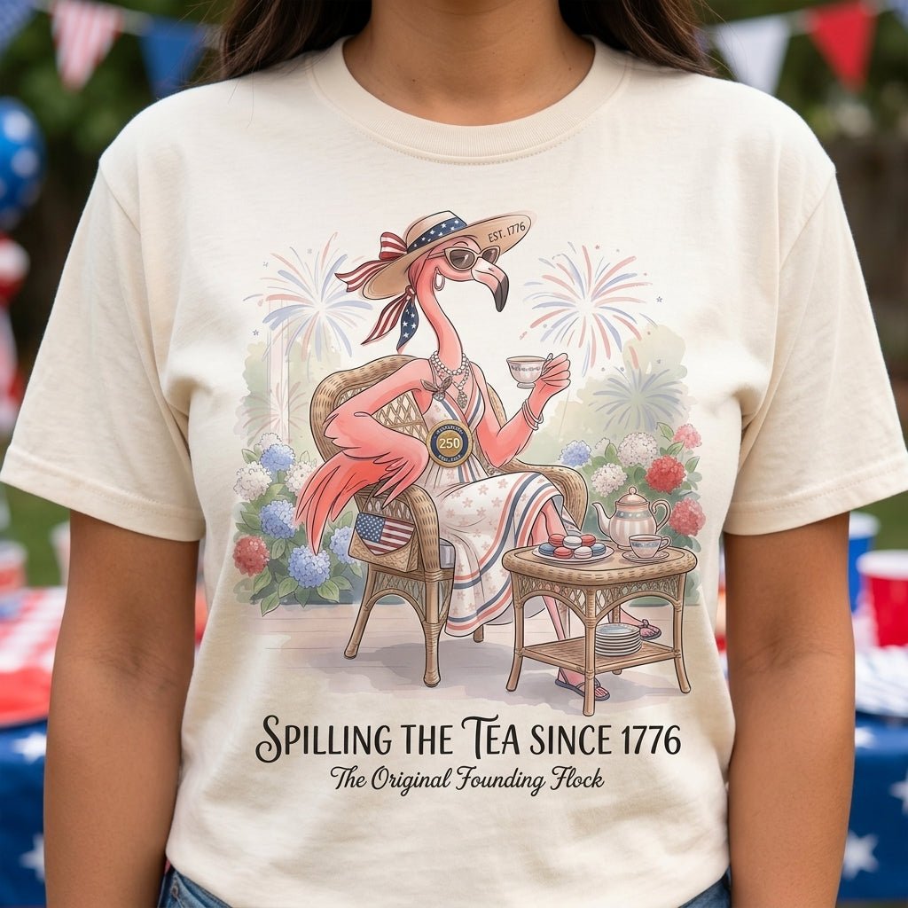 America 250 Years Of American Spirit Teatime Flamingo Shirt T Shirt Gift For Flamingo Lover