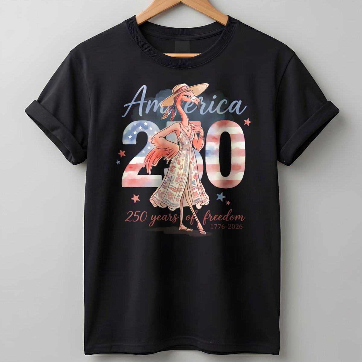America 250 Years Of American Spirit Flamingo July 4th Shirt T Shirt Gift For Flamingo Lover