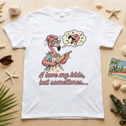 "I Love My Kids But Sometimes" Stressed Flamingo Mom T-Shirt - Funny Sarcastic Motherhood Gift