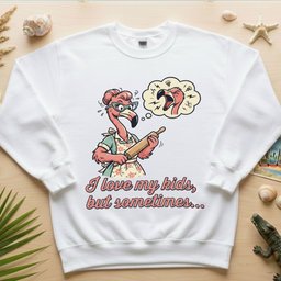 "I Love My Kids But Sometimes" Stressed Flamingo Mom T-Shirt - Funny Sarcastic Motherhood Gift