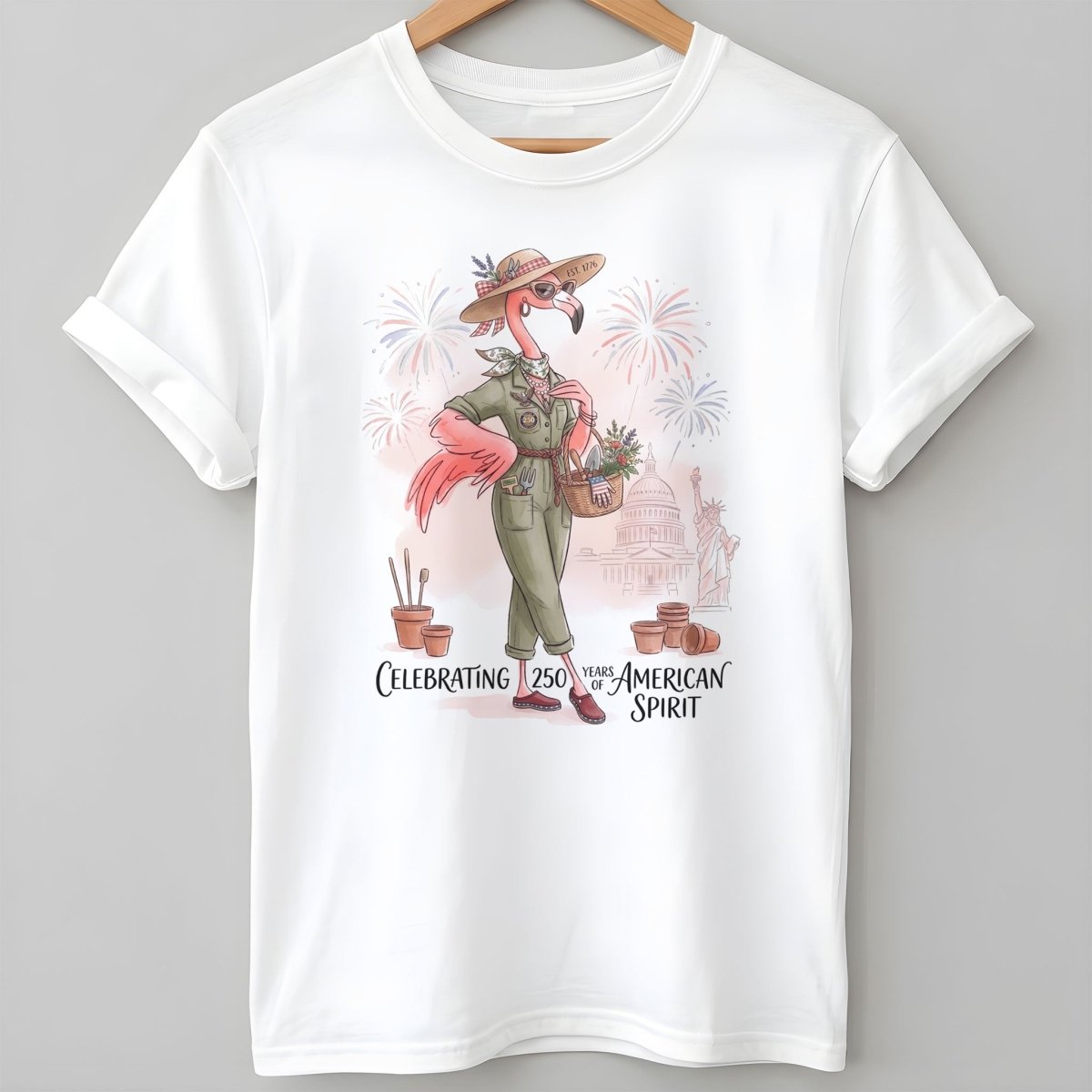 America 250 Years Of American Spirit Gardening Flamingo Shirt T Shirt Gift For Flamingo Lover