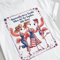 Apparently Were Trouble Flamingo Besties Patriotic July 4th Shirt T Shirt Gift For Flamingo Lover