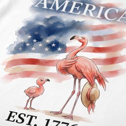 America Est 1776 Watercolor Mama And Baby Patriotic Flamingo 4th Of July T Shirt Gift For Mom