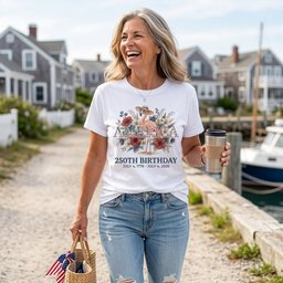 America 250th Birthday Floral Patriotic Flamingo 4th Of July T Shirt Gift For Flamingo Lover
