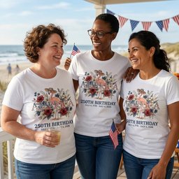 America 250th Birthday Floral Patriotic Flamingo 4th Of July T Shirt Gift For Flamingo Lover