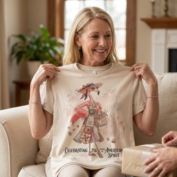 America 250 Years of American Spirit Quilting Knitting Flamingo Shirt
