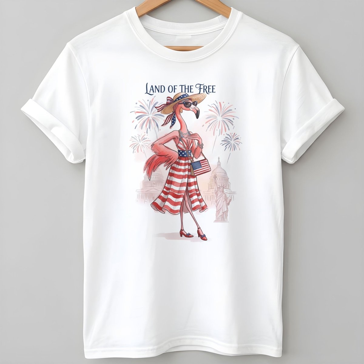 Land Of The Free Patriotic Chic Flamingo July 4th Shirt T Shirt Gift For Flamingo Lover