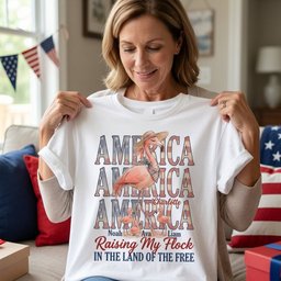 Personalized America Raising My Flock Patriotic Mama Flamingo T Shirt Gift For Mom