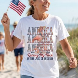 Personalized America Raising My Flock Patriotic Mama Flamingo T Shirt Gift For Mom