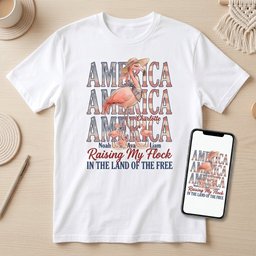 Personalized America Raising My Flock Patriotic Mama Flamingo T Shirt Gift For Mom