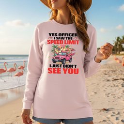 Hilarious Flamingo Speeding T-Shirt - Sarcastic Tropical Jeep Graphic Tee