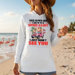 Hilarious Flamingo Speeding T-Shirt - Sarcastic Tropical Jeep Graphic Tee