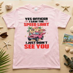 Hilarious Flamingo Speeding T-Shirt - Sarcastic Tropical Jeep Graphic Tee