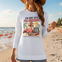 Fabulous Retro Flamingo Wine T Shirt Im Not Old Im Vintage Birthday Gift For Her