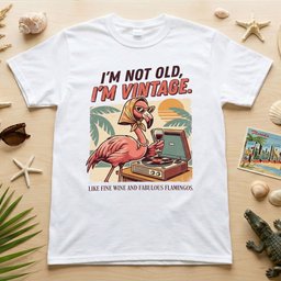 Fabulous Retro Flamingo Wine T Shirt Im Not Old Im Vintage Birthday Gift For Her