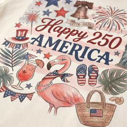 Happy 250 America Patriotic Doodle Flamingo T Shirt Gift For Flamingo Lover