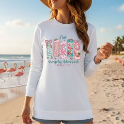 Not Lucky Simply Blessed Flamingo Shirt Romans 4 7 8 Christian T Shirt Gift For Flamingo Lover