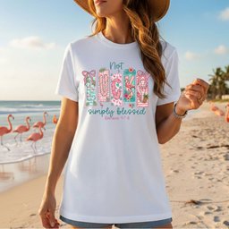 Not Lucky Simply Blessed Flamingo Shirt Romans 4 7 8 Christian T Shirt Gift For Flamingo Lover